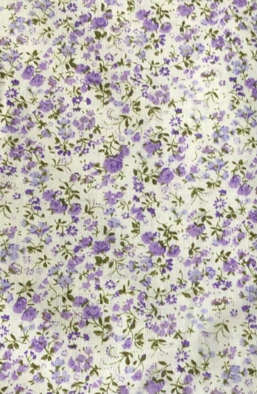 One Metre of a Pretty 100% Cotton Print, small lilac flowers on white background