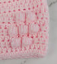 Pink Crochet Baby Hat Newborn to 3 Months with Bobble Flower and Rainbow Pom - Image 4
