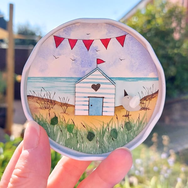 Handmade Beach Hut Fridge Magnet, Meaningful Coastal Keepsake Gift
