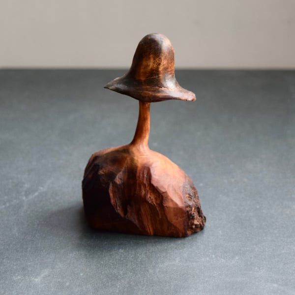 Hand carved Plum wood mushroom