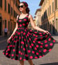 1950s Vintage Retro Rockabilly Big Cherry Print dress sizes 14-26