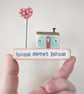 Little Wooden Painted House and Base in a Bag