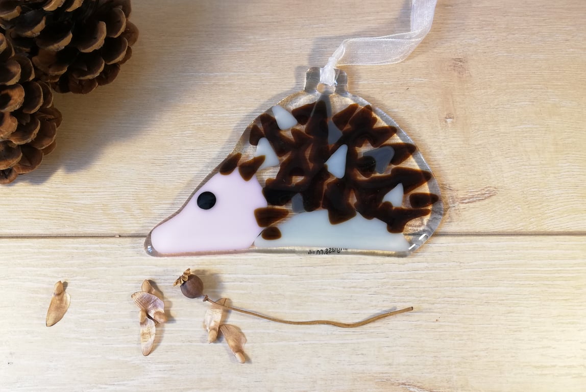 Hedgehog Fused glass suncatcher