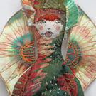 Seren, original printed and embroidered textile wall decoration