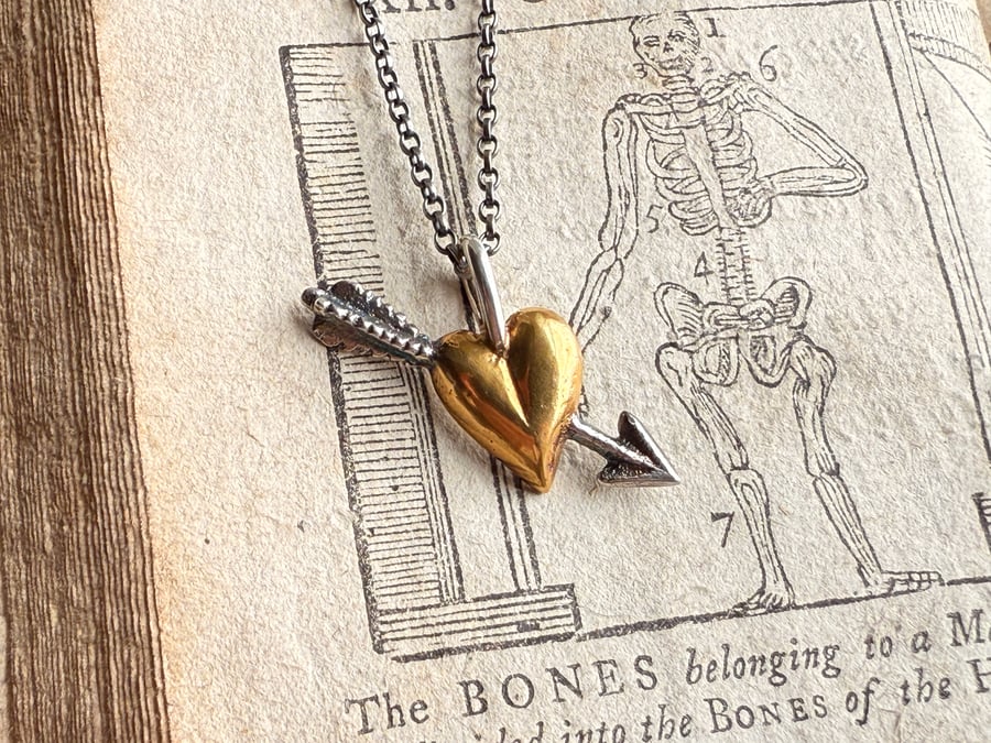 Sterling Silver Ancient Heart and Arrow Metal Detecting Find Necklace