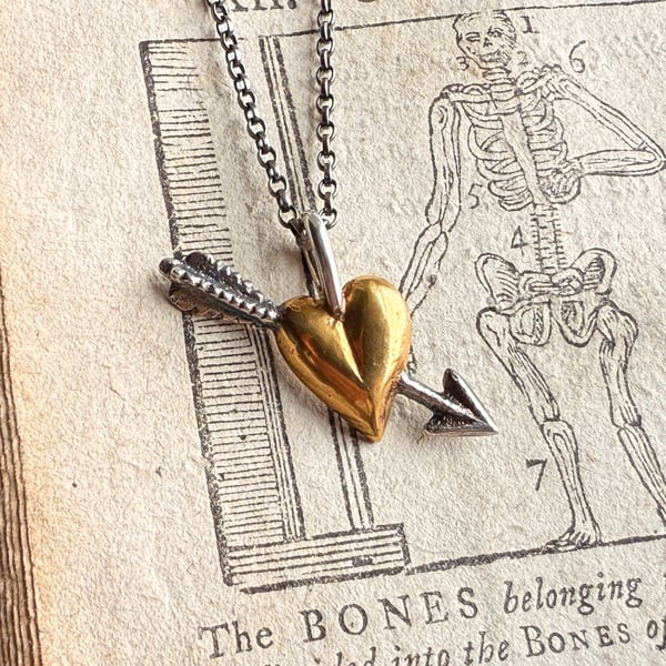 Sterling Silver Ancient Heart and Arrow Metal Detecting Find Necklace