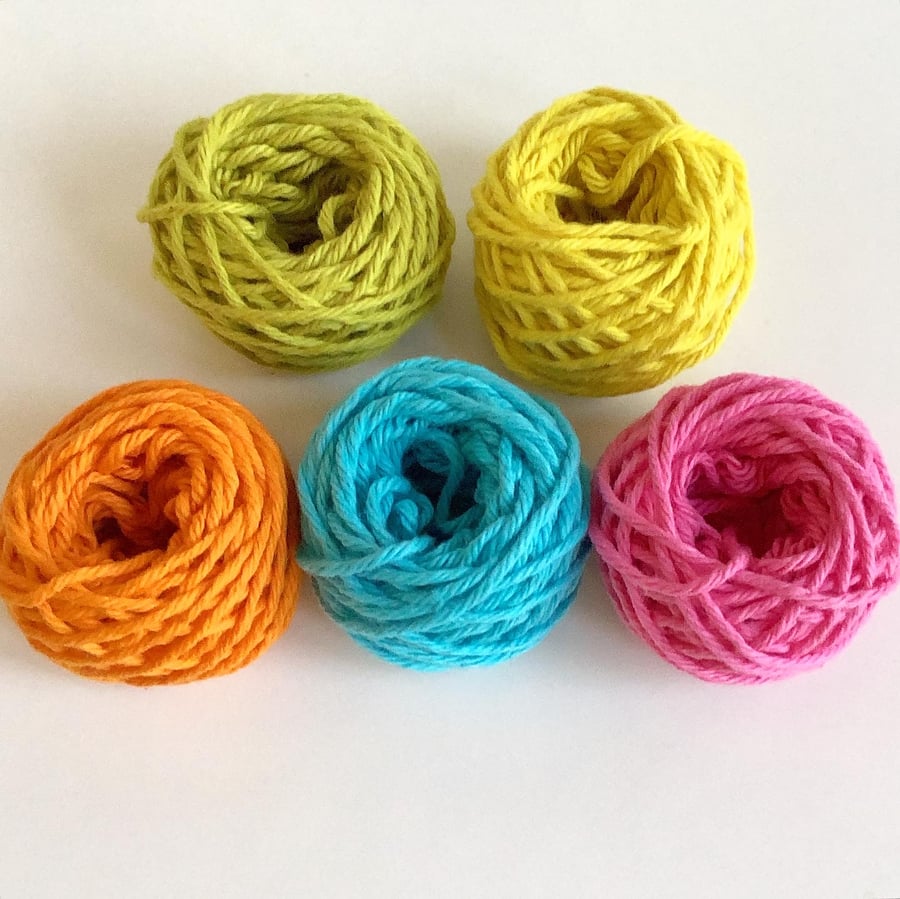 Yarn oddments, mini balls of yarn, 10g balls of cotton yarn