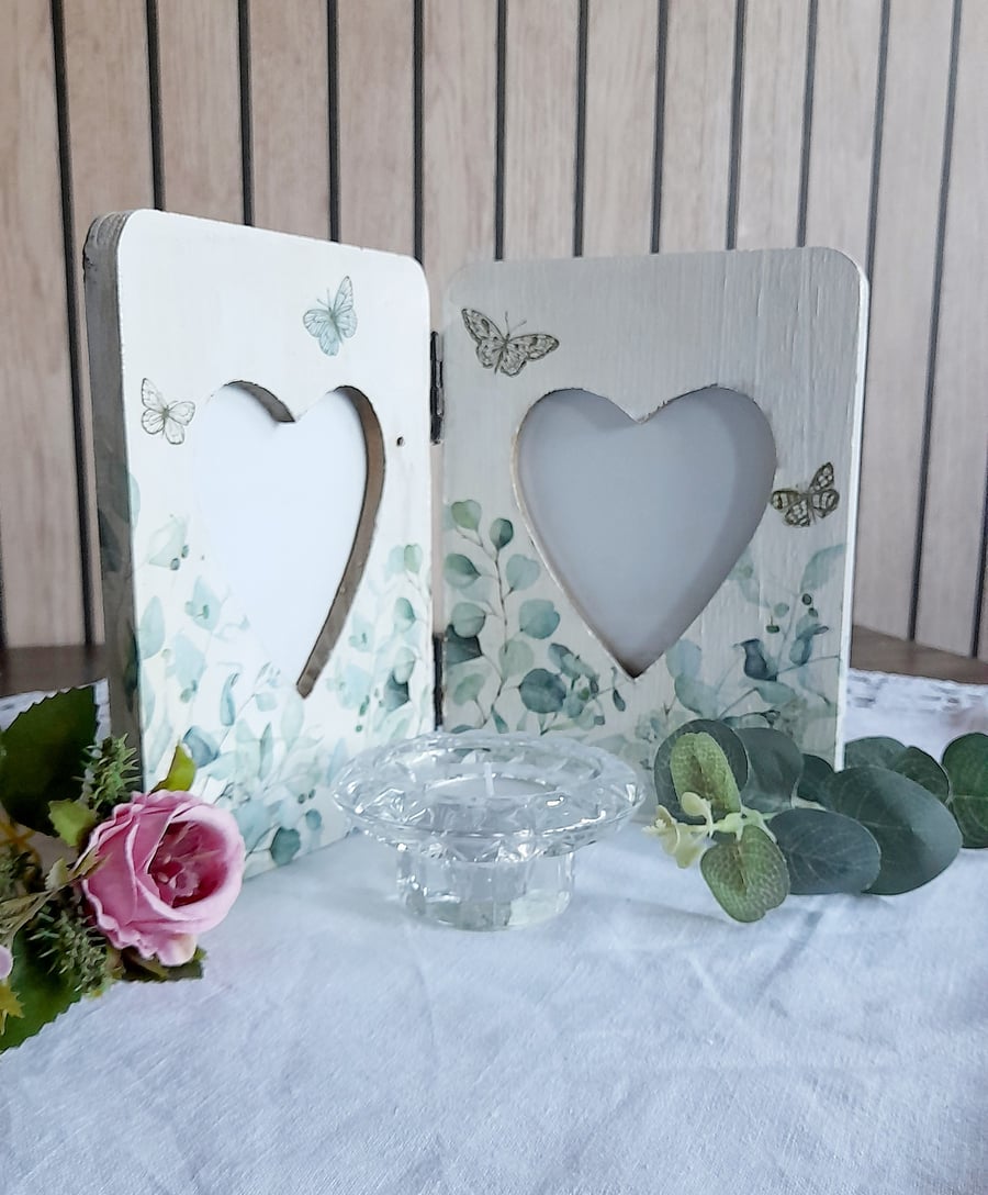 Double Heart Wooden Photo Frame