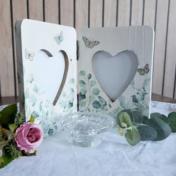 Double Heart Wooden Photo Frame