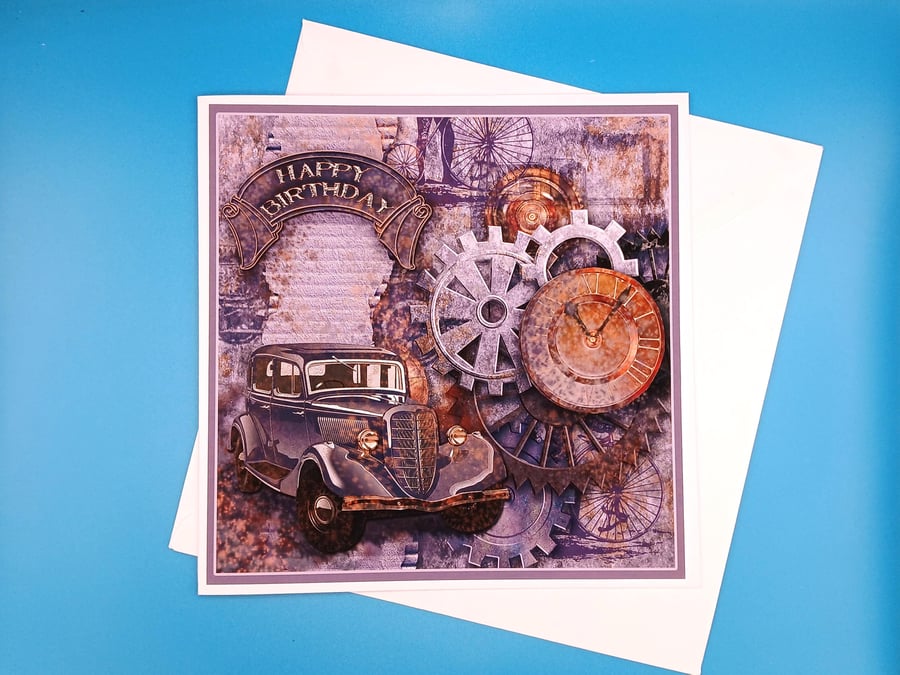 Male Birthday Card, Vintage Style, Large Card