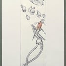In the Pond  Original Etching with hand coloured Chine Collé