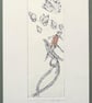 In the Pond  Original Etching with hand coloured Chine Collé
