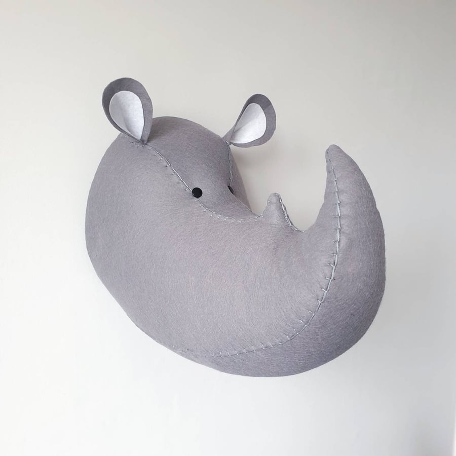 RHINO - Felt Faux Taxidermy - Wall Mounted Animal Head