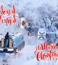 A5 Blank Greeting Card Christmas Canal Boats Norfolk Nordelph  - Image 1