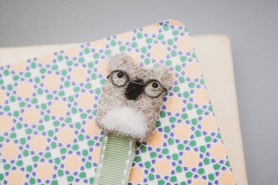 Woolly Koala Bear Bookmark - Needle Felt Felted Handmade Wool Book Accessory