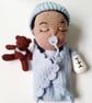 Handmade Heirloom Crocheted Amigurumi Baby Boy Doll Toy with Accessories - Image 4