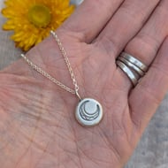 Sterling Silver Pebble Stamped Moon Necklace - JBJ2054