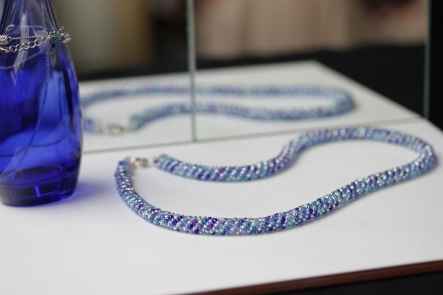 Shades of Blue Russian Spiral Necklace