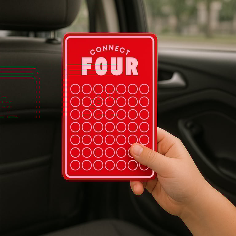 Travel Four In a Row Game for Kids & Adults – Reusable Board – Compact Game