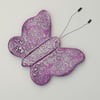 Fridge magnet purple and silver butterfly 