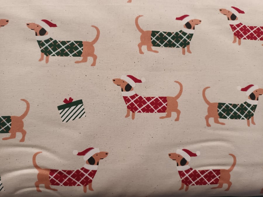 Christmas Dachshund Dogs Fabric