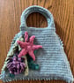 Sea-themed crochet handbag in pale blue