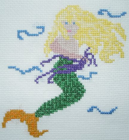 Mermaid (for children or beginners) cross stich kit