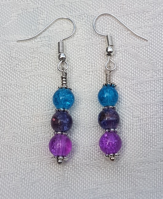 Gorgeous Blue Spectrum Earrings - Silver tone No20