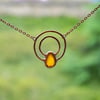 Doble ring yellow agate stone necklace