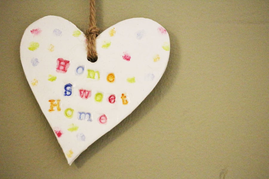 Home Sweet Home hanging clay heart