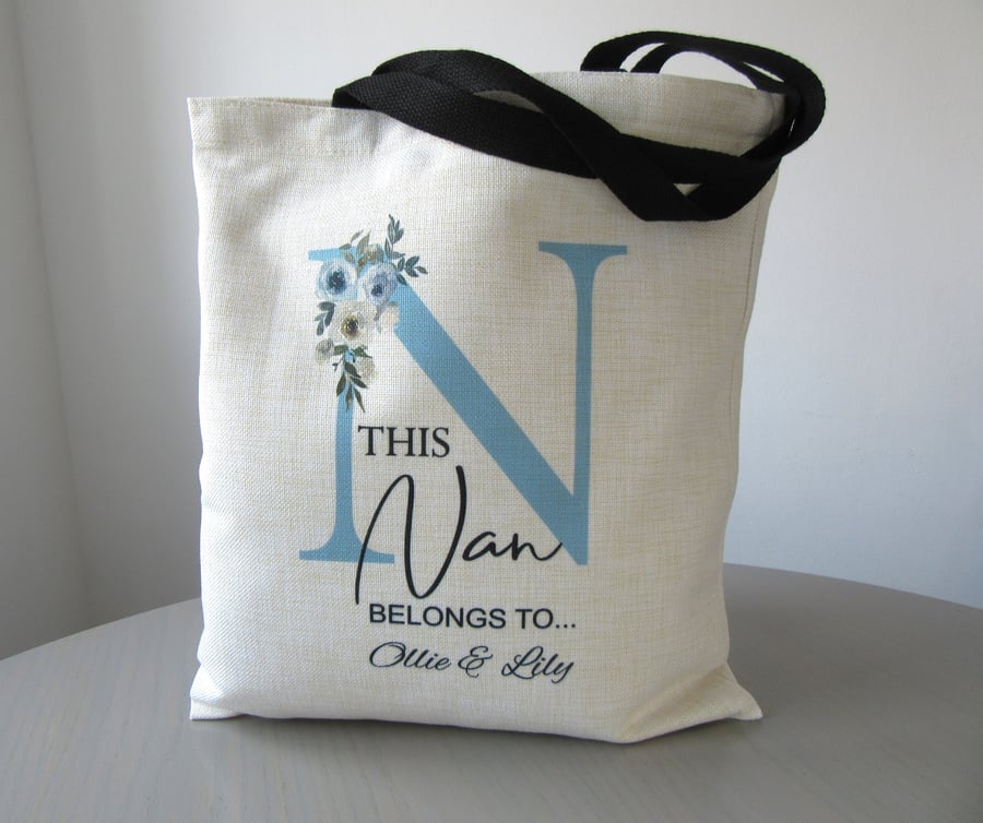Personalised Nanny Linen Tote Bag, Shopping Bag, Premium High Quality Thick 