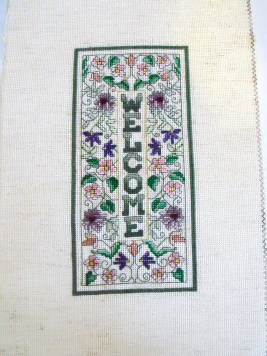 oblong welcome cross stitch for a new home or house warming gift