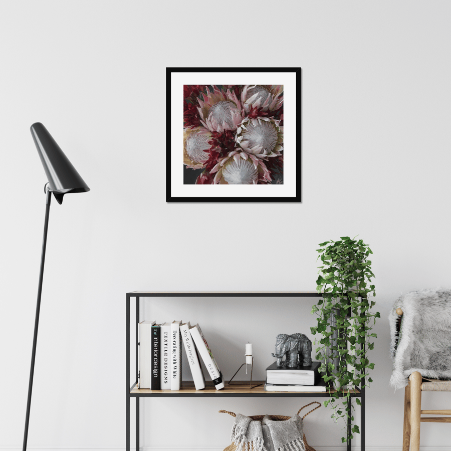 Protea Art printed, mounted and box framed, wall decor , ready to hang