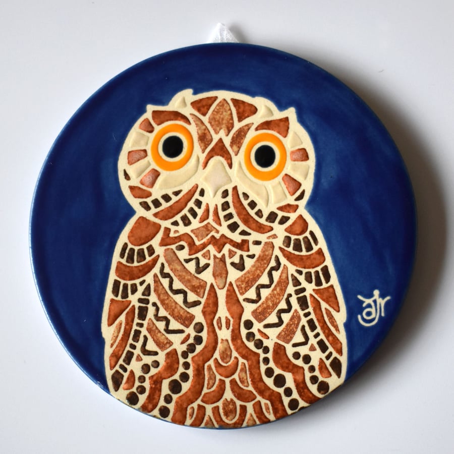 A85 Wall plaque coaster owl (Free UK postage)