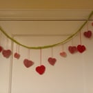 Crocheted hanging hearts bunting