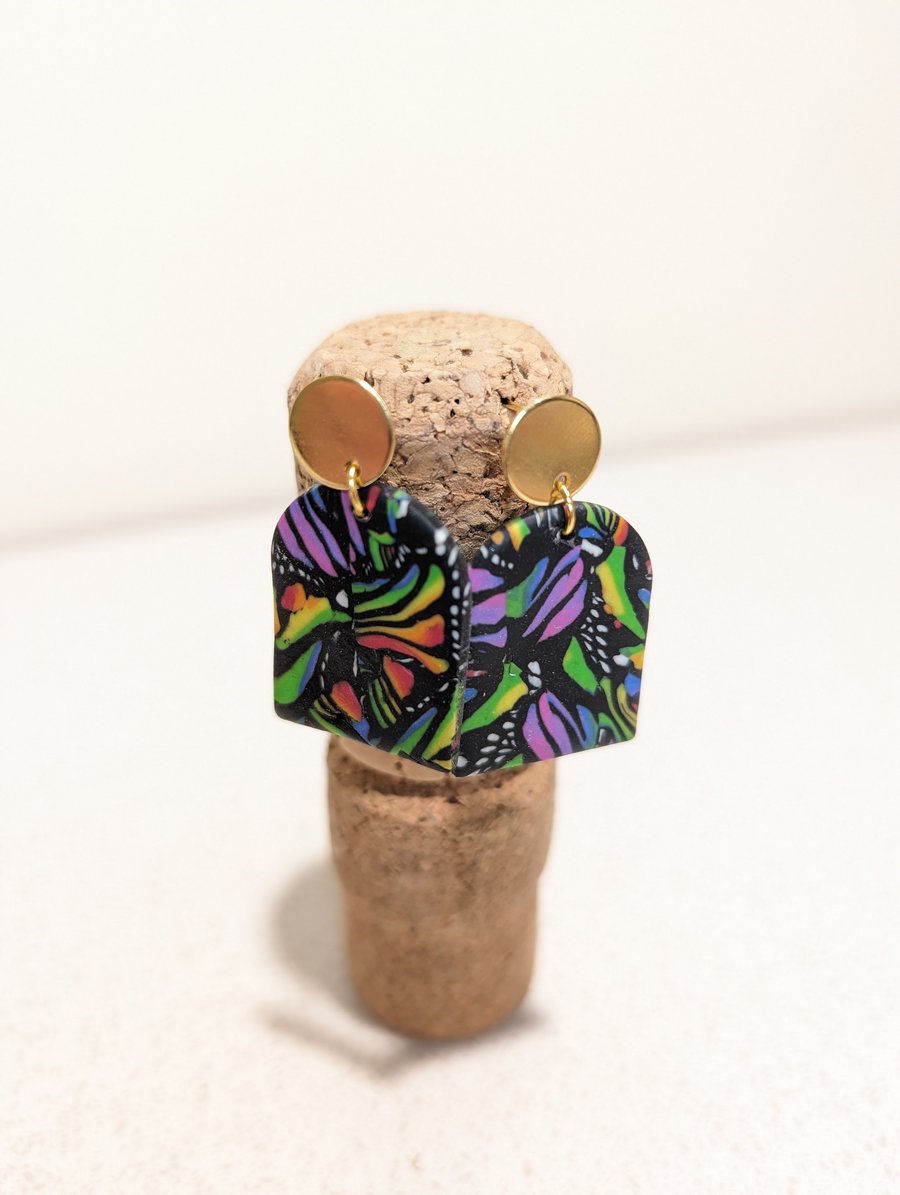 Butterfly scraps arch dangle earrings 