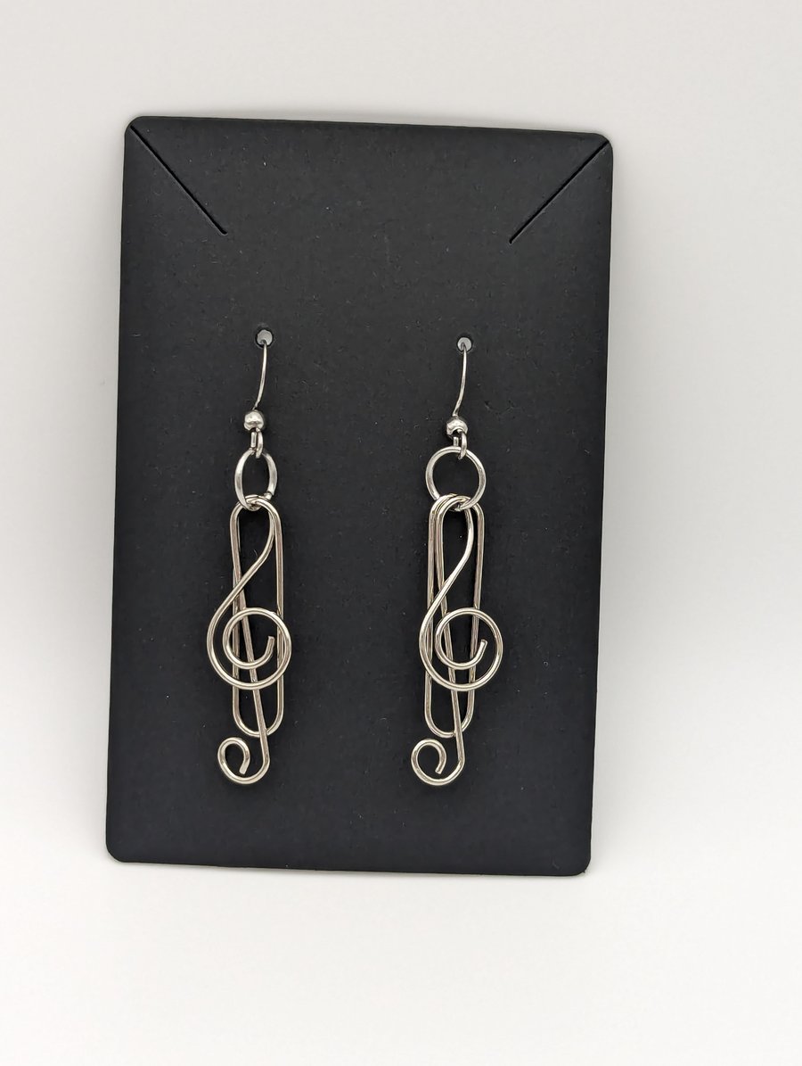 Treble Clef Music Lovers Dangle Earrings Stainless Steel Jewellery Gift