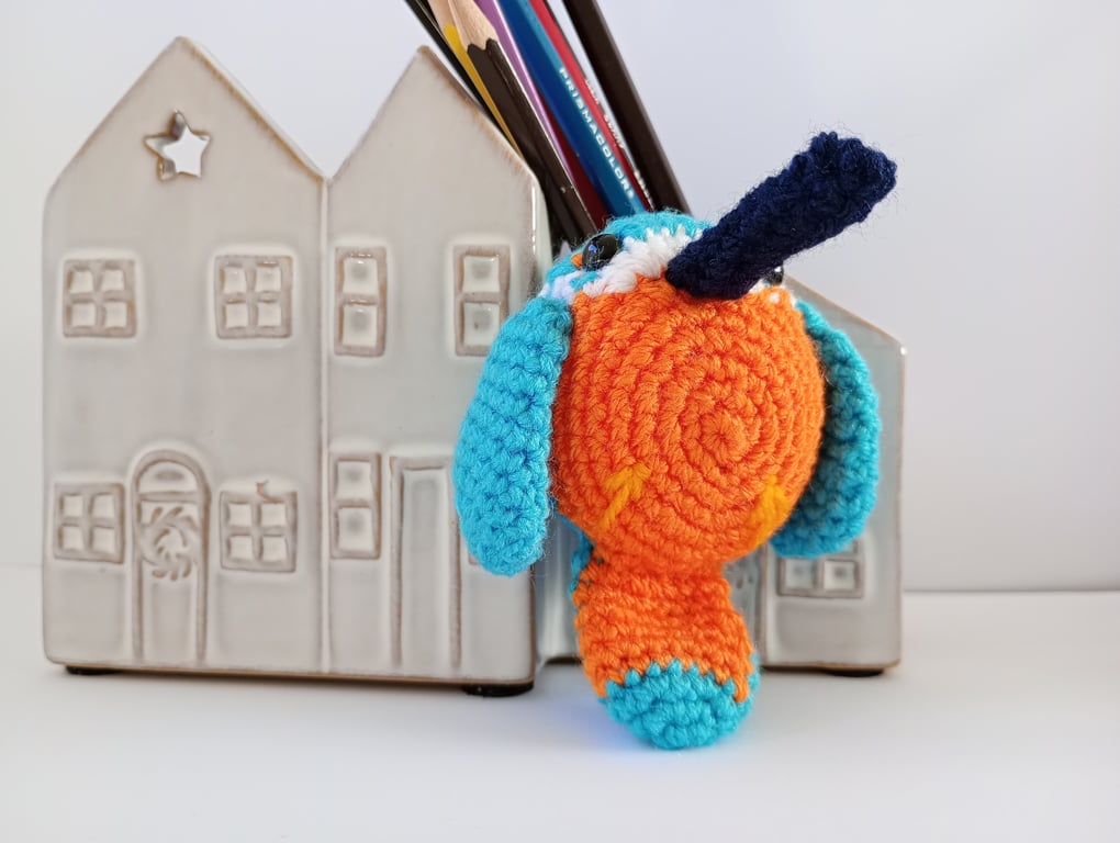 Kingfisher crochet bag charm key chain