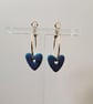Peacock blue heart earrings 
