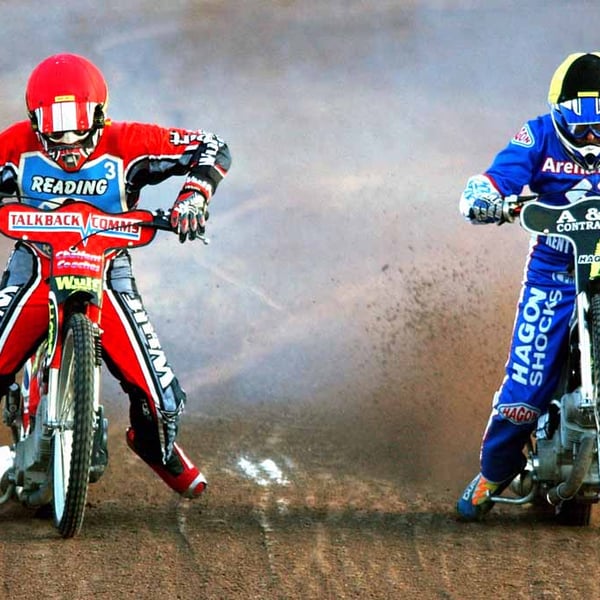 Reading Racers Speedway Motorcycle Action Photograph Print