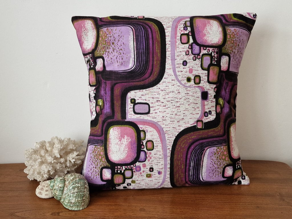 Handmade geometric envelope cushion cover vintage 1960s 1970s fabric