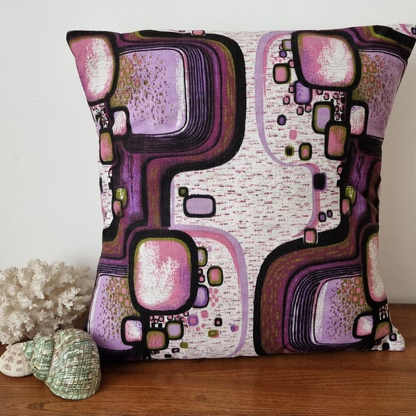 Handmade geometric envelope cushion cover vintage 1960s 1970s fabric