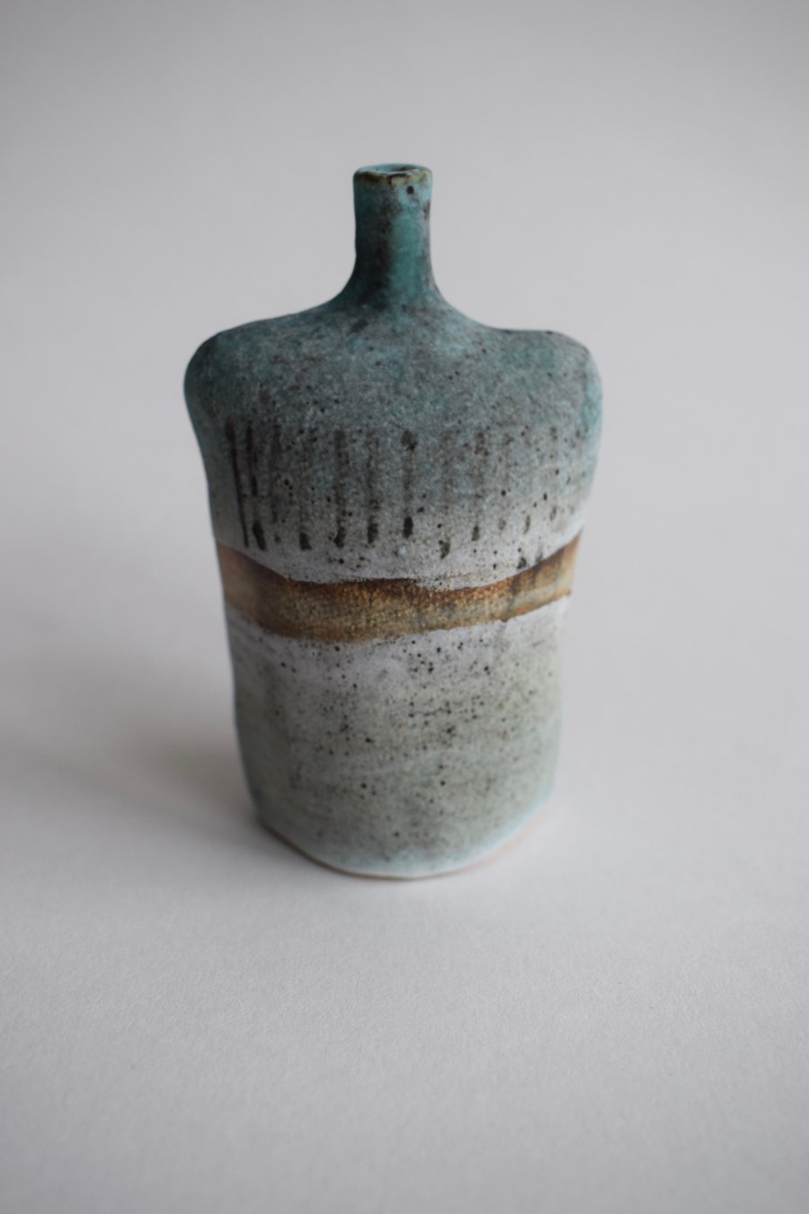 Small Grey Blue Slip Ceramic Bottle