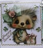 Cute Hedgehog - Hand Crafted Decoupage Greeting Birthday Card - 3291