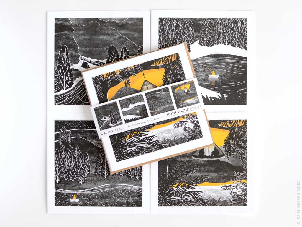 Wilderness Greeting Cards pack of 4 blank illustrated cards