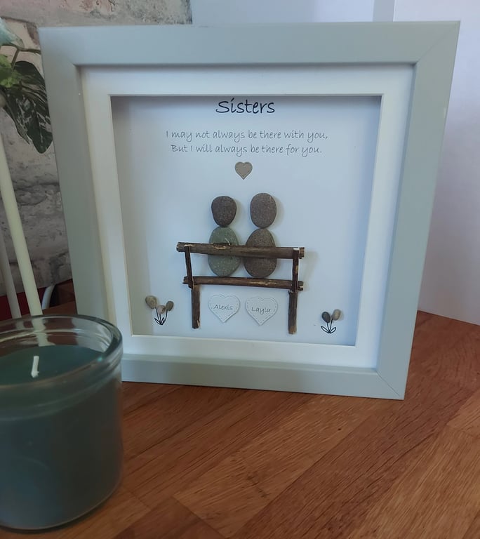 Personalised Sisters Pebble Picture 8" x 8"