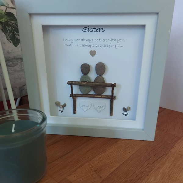 Personalised Sisters Pebble Picture 8" x 8"