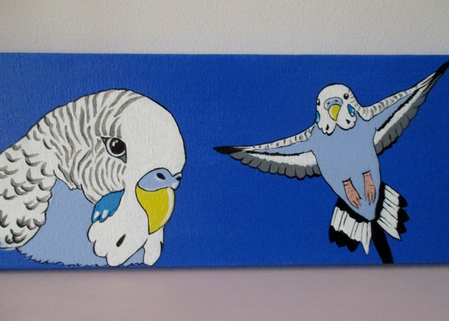 SALE Budgie Budgerigar Original Acrylic Painting Bird Picture
