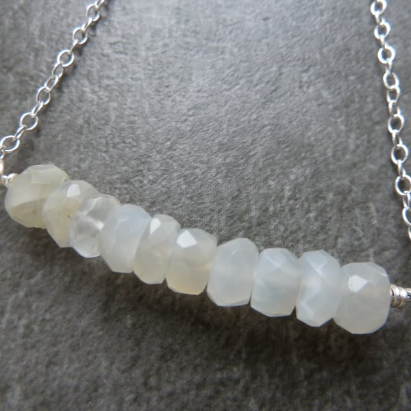 sterling silver necklace, moonstone bar 