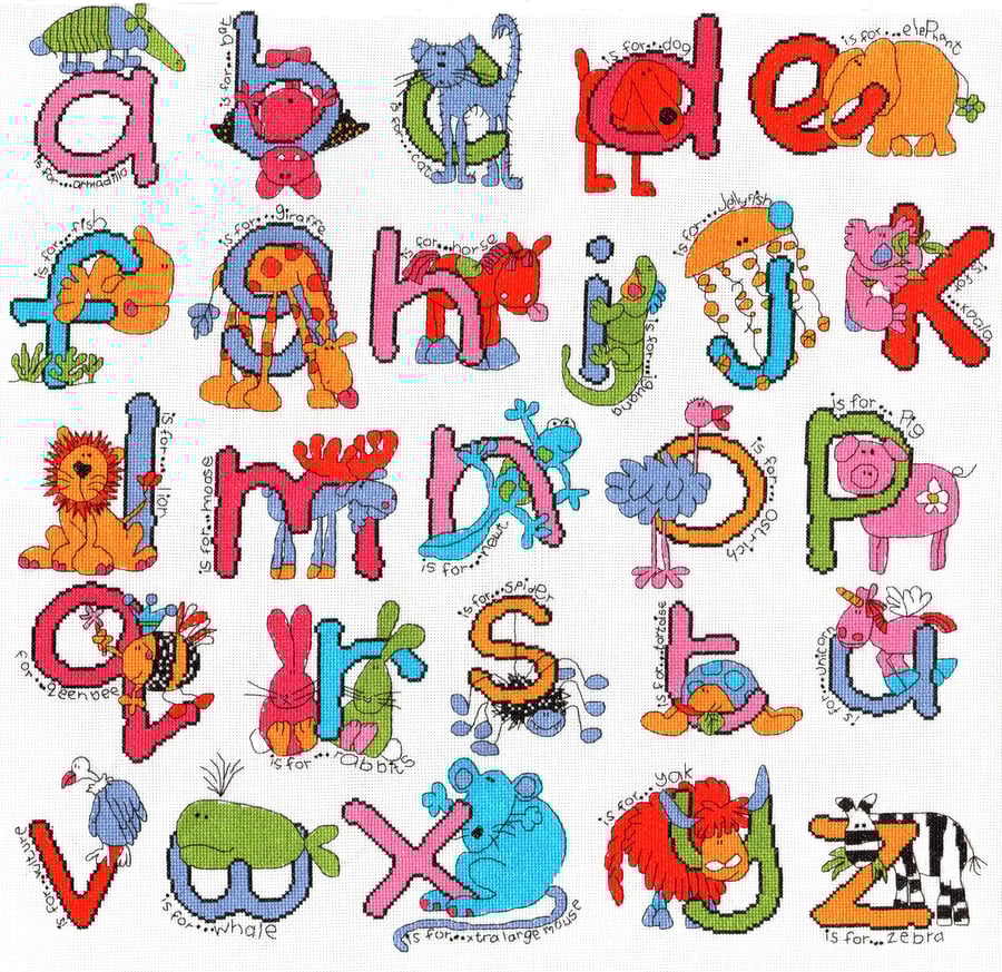 Bang on the door - ABC animals cross stitch kit